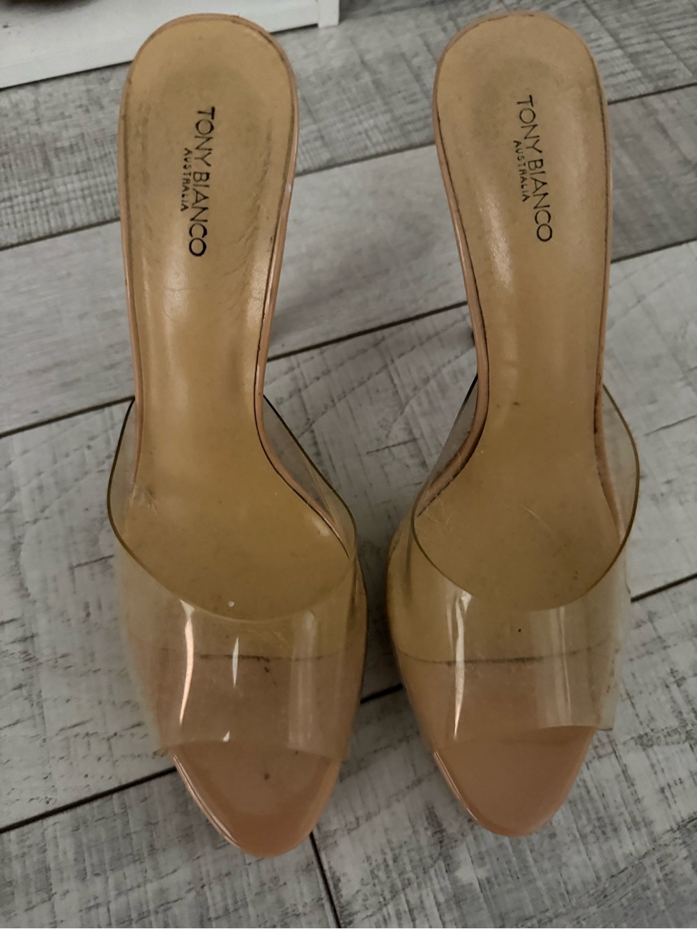 Tony Bianco Nude Clear Slide Mules